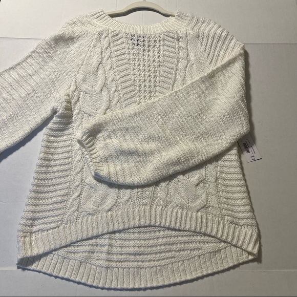 a.n.a women’s balloon sleeve cable knit sweater, Large, snowdrift white - Picture 4 of 8